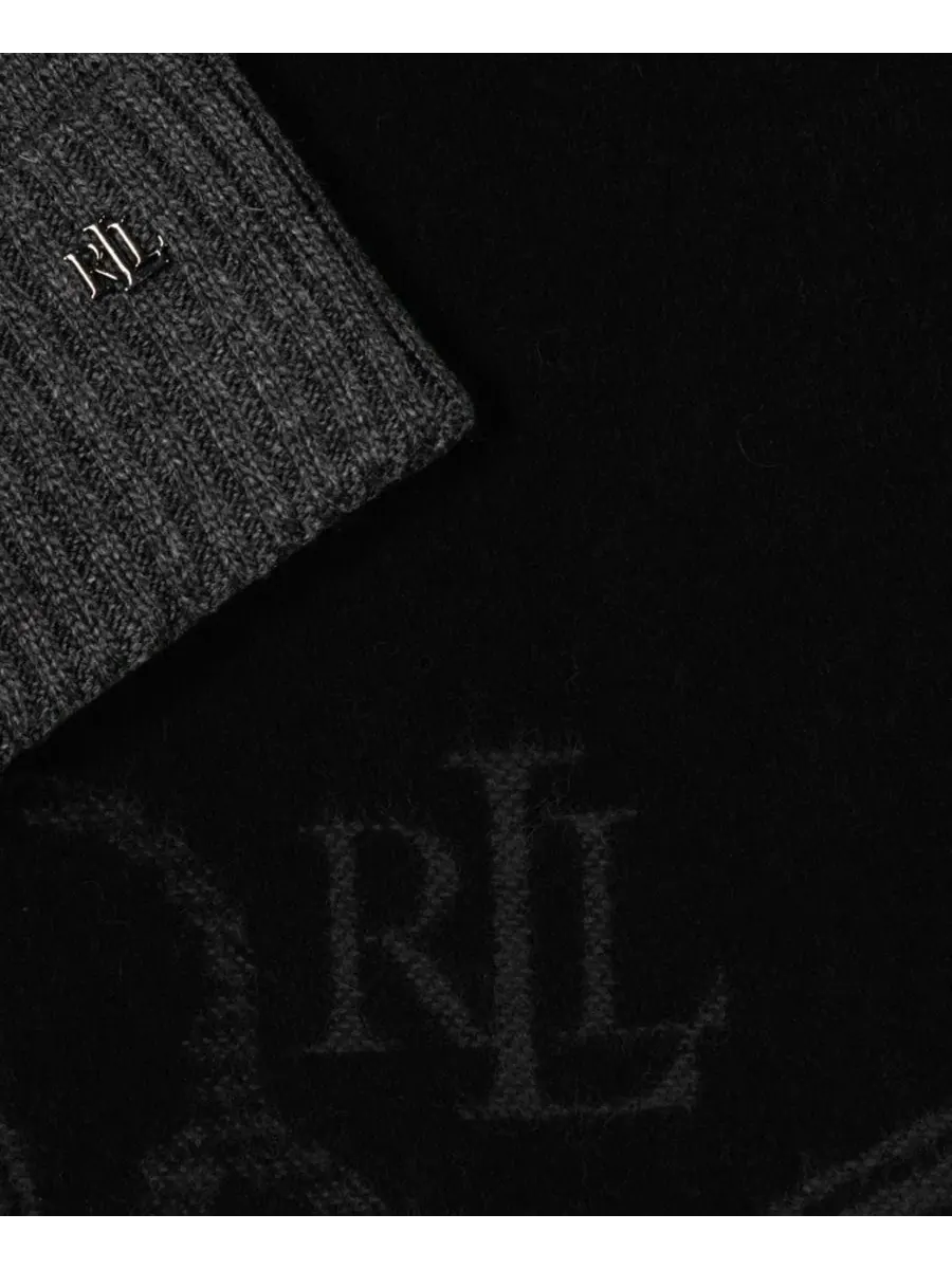 Комплект из шарфа и шапки Equestrian Woven Scarf and Knit Beanie Set Lauren Ralph Lauren — изображение 4 из 4, черный