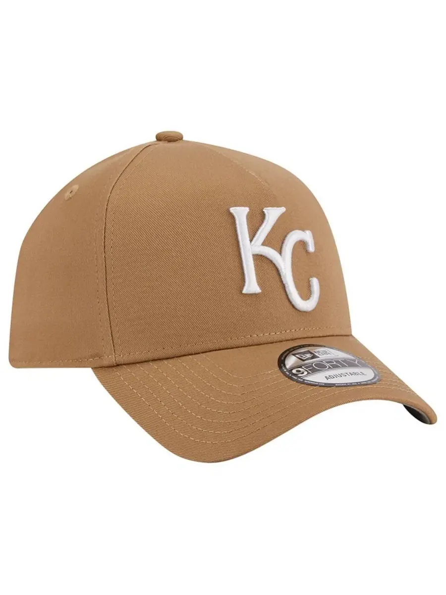 Мужская регулируемая кепка A-Frame 9FORTY цвета хаки с символикой Kansas City Royals New Era — изображение 2 из 4