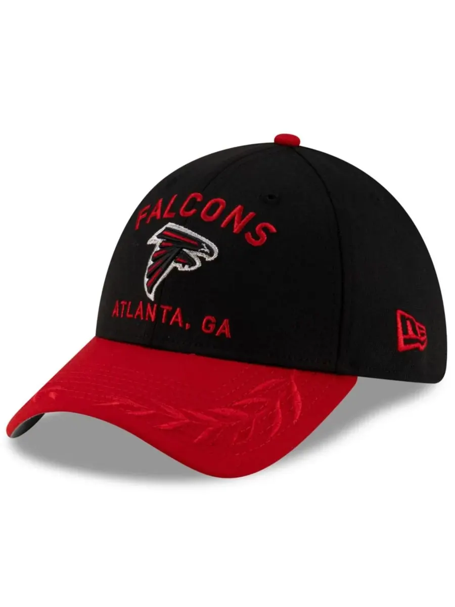 New Era Мужская черно-красная кепка Atlanta Falcons 39THIRTY Flex Hat с символикой драфта НФЛ 2025