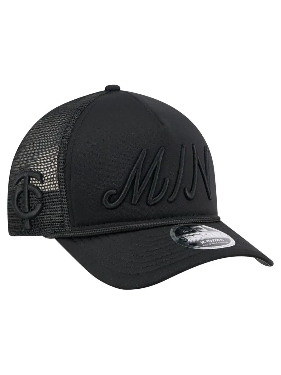 New Era Мужская черная регулируемая бейсболка Minnesota Twins City Initial 9FORTY A-Frame M-Crown — изображение 3 из 4