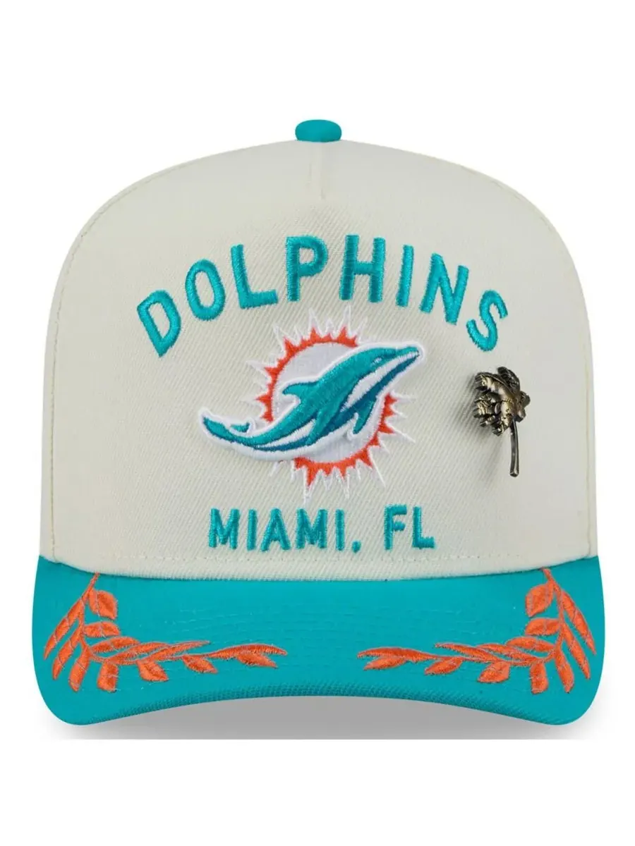 New Era Мужская кепка A-Frame 59FIFTY кремового/бирюзового цвета с символикой команды Miami — изображение 2 из 5