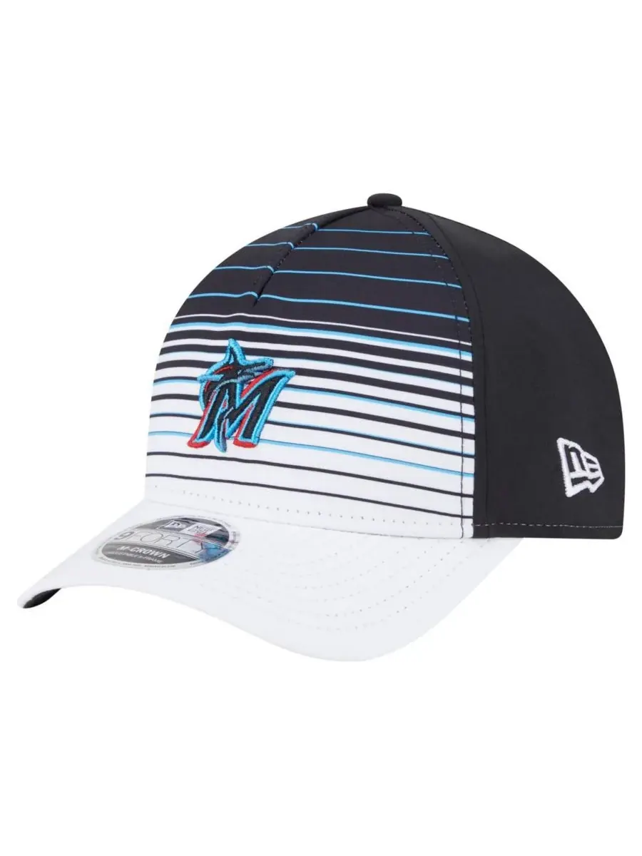 New Era Мужская черная бейсболка Miami Marlins Gradient 9FORTY с регулируемой высотой воротника
