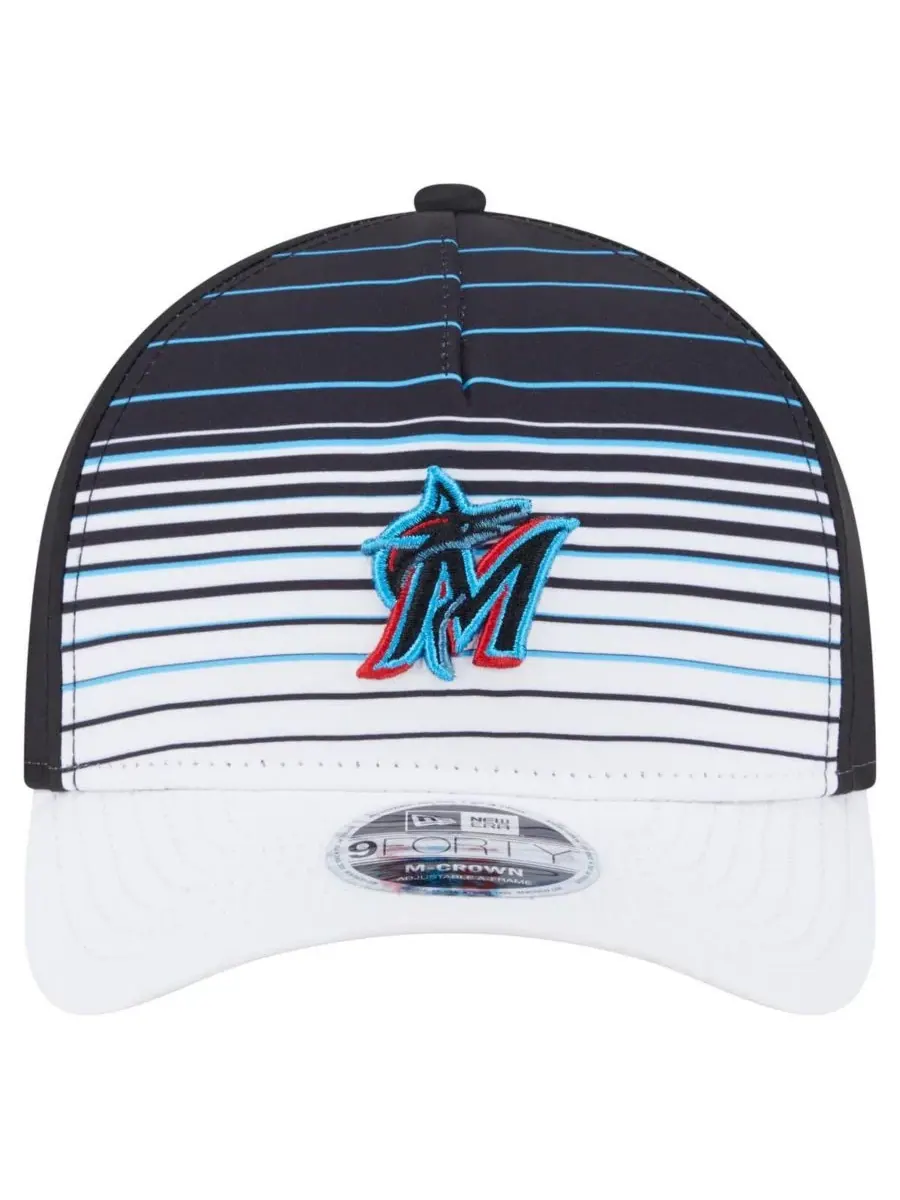 New Era Мужская черная бейсболка Miami Marlins Gradient 9FORTY с регулируемой высотой воротника — изображение 2 из 4, черный