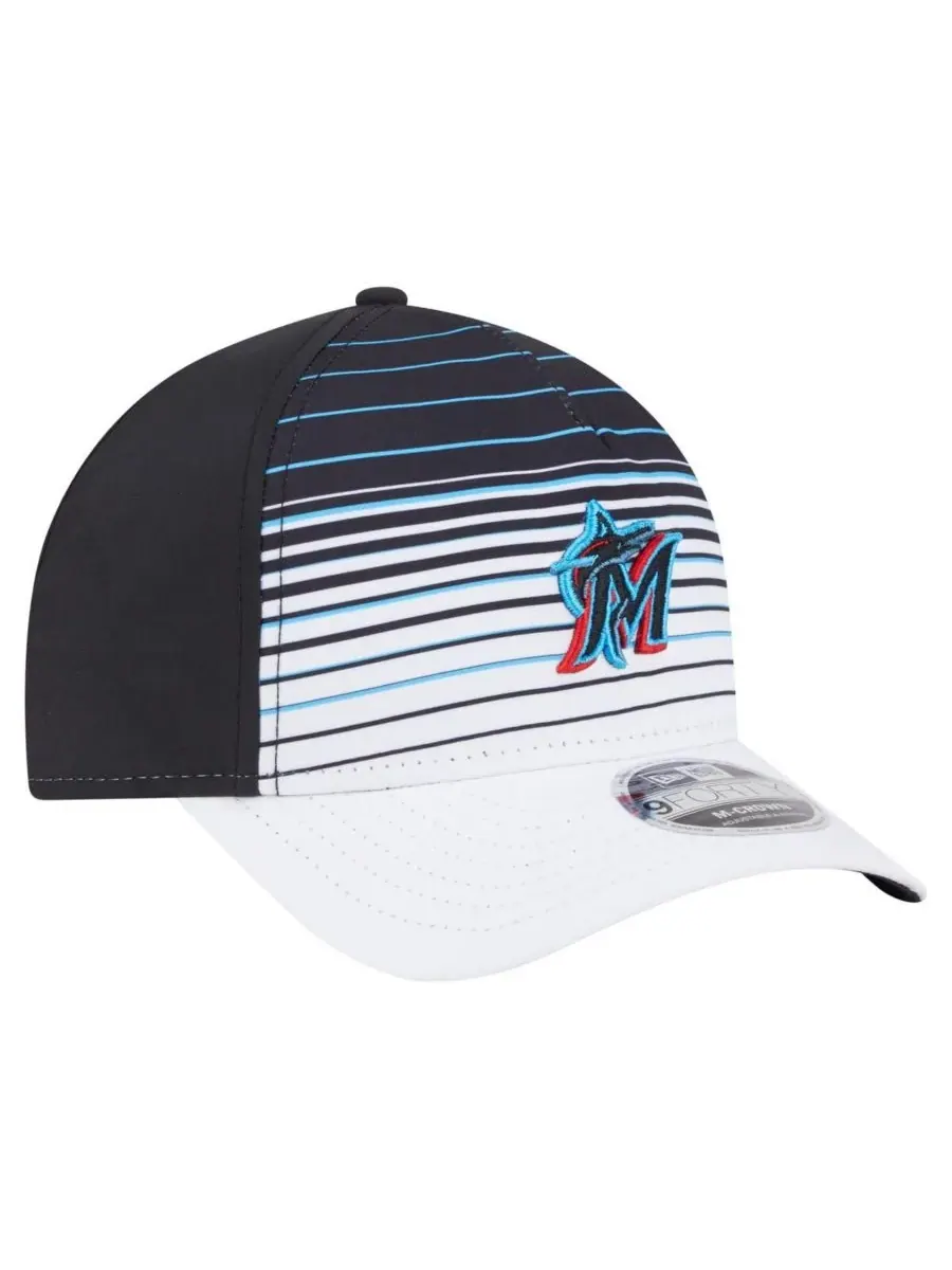 New Era Мужская черная бейсболка Miami Marlins Gradient 9FORTY с регулируемой высотой воротника — изображение 3 из 4, черный
