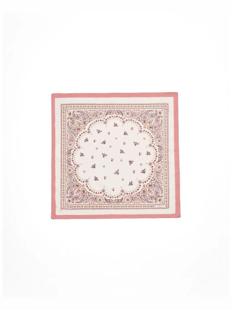 Шелковый платок с пчелами Pink Eve Bee Square Scarf Fable England — изображение 3 из 5, розовый