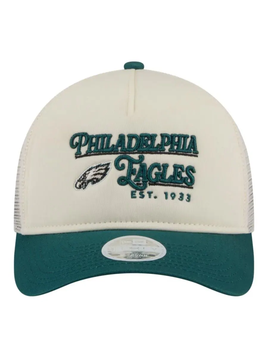 Женская кепка Philadelphia Eagles Retro A-Frame 9FORTY New Era — изображение 2 из 5, кремовый зеленый