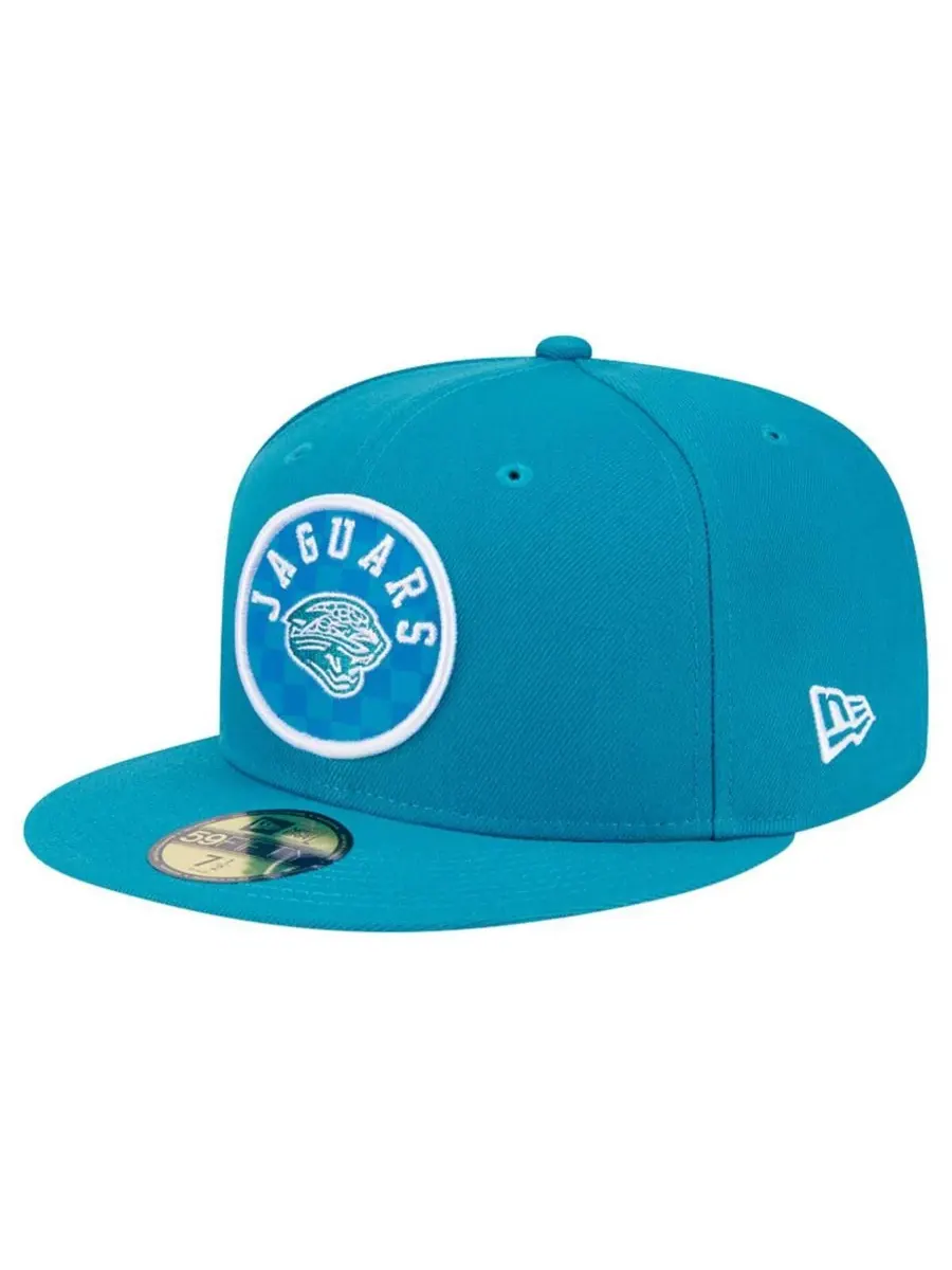 New Era Мужская клетчатая кепка Jacksonville Jaguars 59FIFTY бирюзового цвета