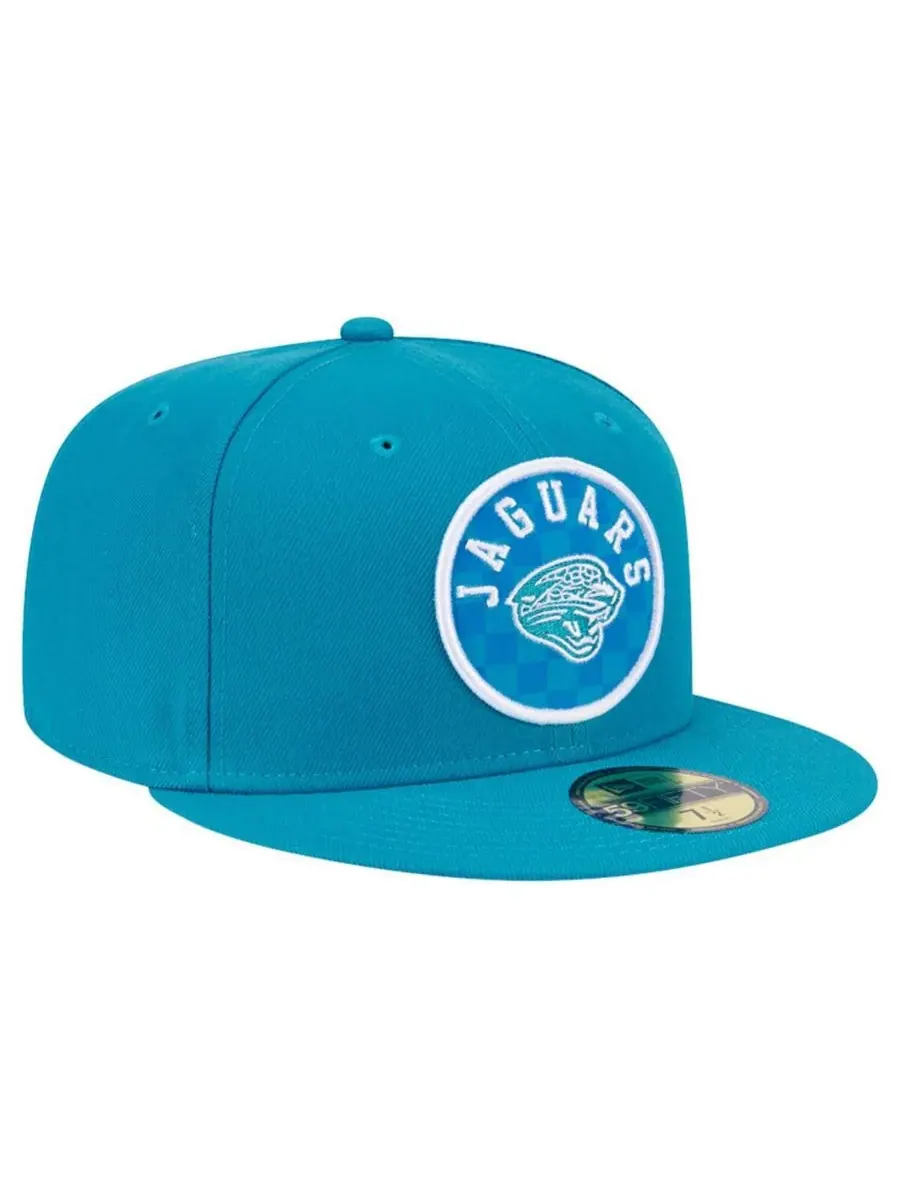New Era Мужская клетчатая кепка Jacksonville Jaguars 59FIFTY бирюзового цвета — изображение 2 из 3, бирюзовый