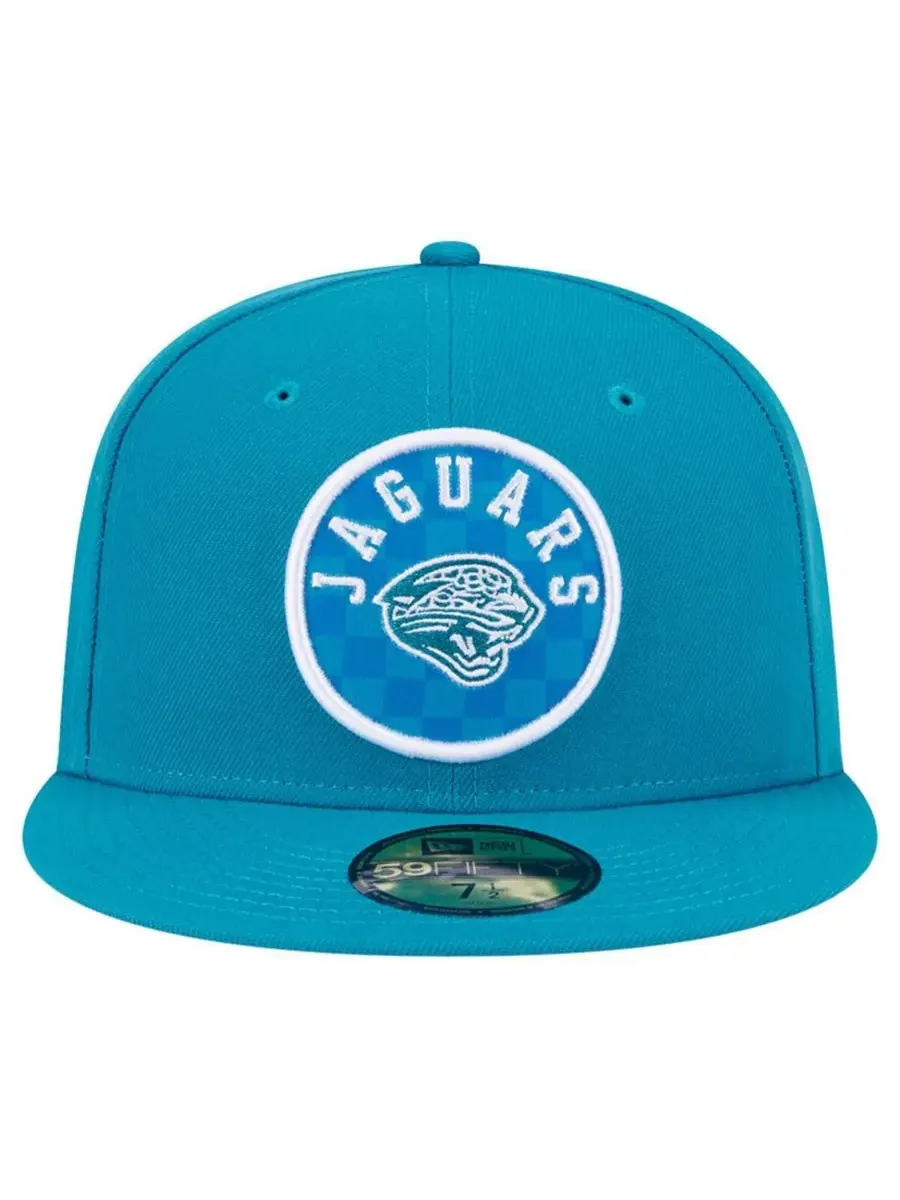 New Era Мужская клетчатая кепка Jacksonville Jaguars 59FIFTY бирюзового цвета — изображение 3 из 3, бирюзовый
