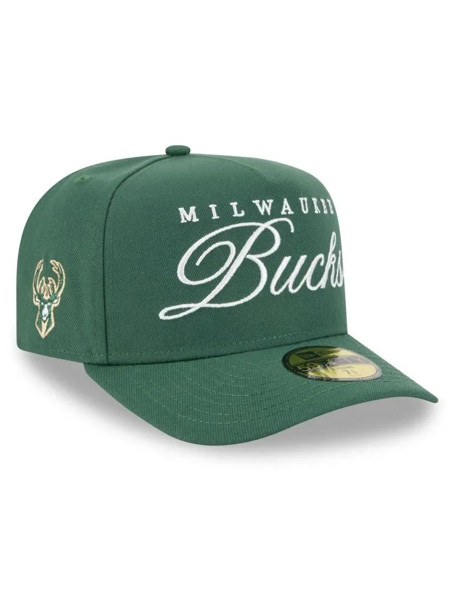 New Era Мужская бейсболка A-Frame 59FIFTY цвета «охотничий зеленый» с символикой команды Milwaukee