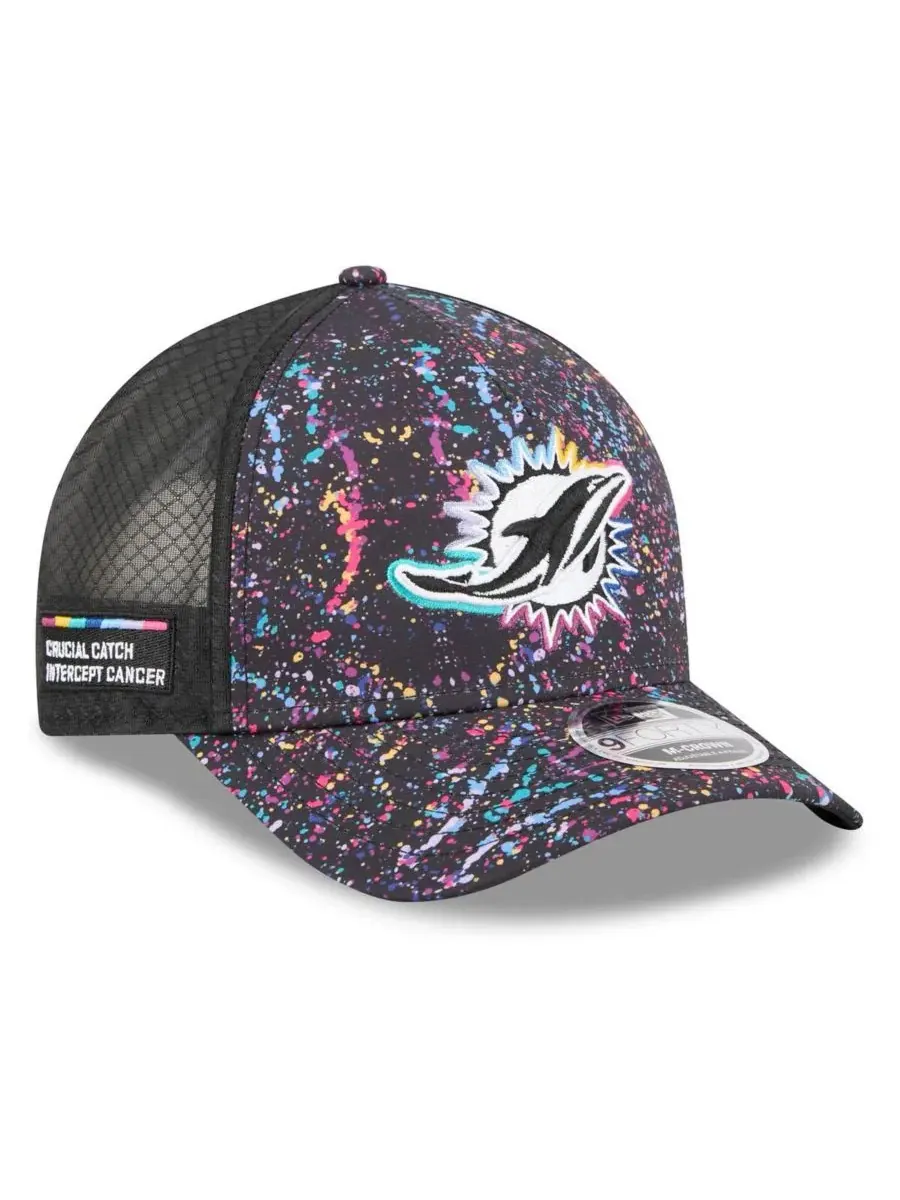 New Era Мужская черная регулируемая кепка Miami Dolphins 2025 NFL Crucial Catch 9FORTY