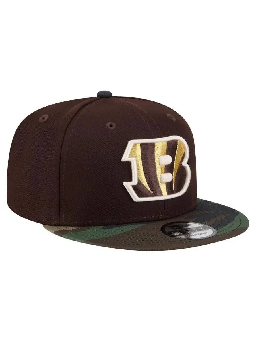 Кепка-снэпбек с принтом Burnt Wood Camo New Era — изображение 4 из 5, коричневый