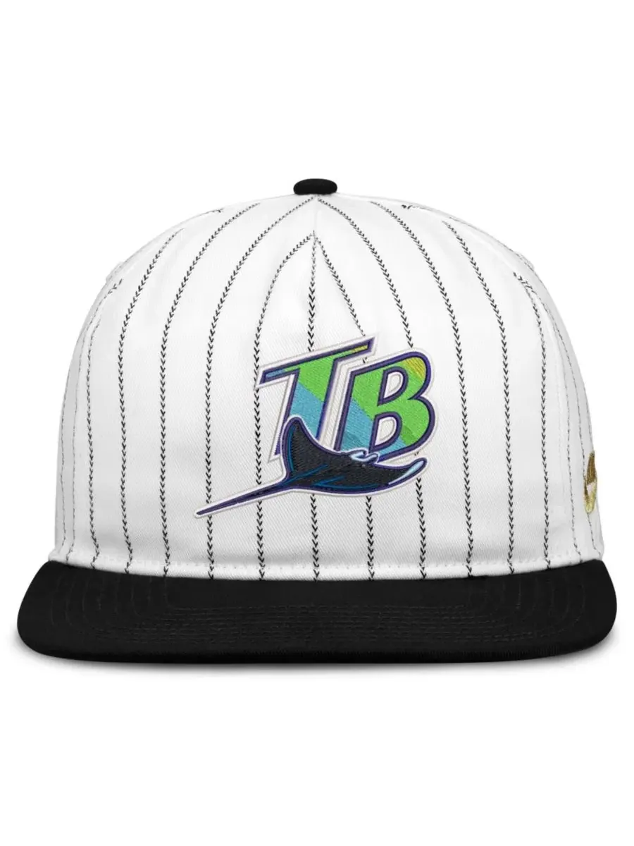 Бейсболка мужская с вышивкой команды Tampa Bay Rays Nike — изображение 2 из 4, белый черный
