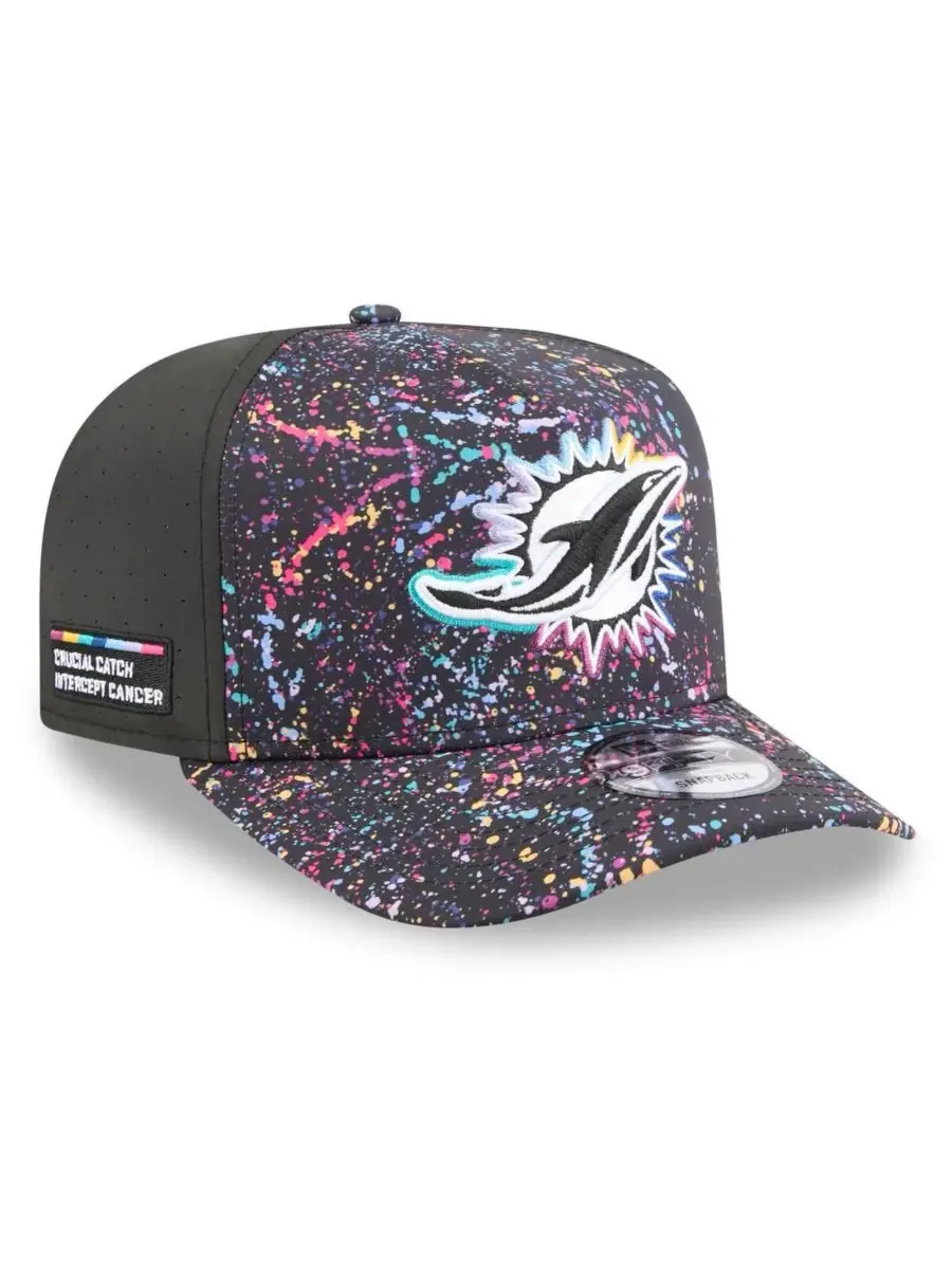 New Era Мужская черная кепка-бейсболка Miami Dolphins 2025 NFL Crucial Catch A-Frame 9FIFTY с