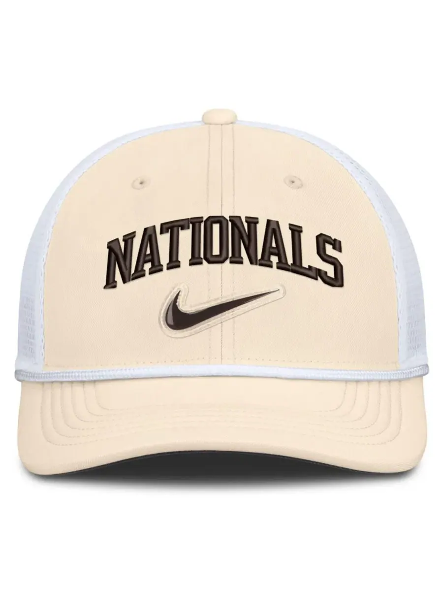 Бейсболка Nike Rise Dri-FIT Trucker с вышивкой Washington Nationals — изображение 2 из 4, натуральный белый
