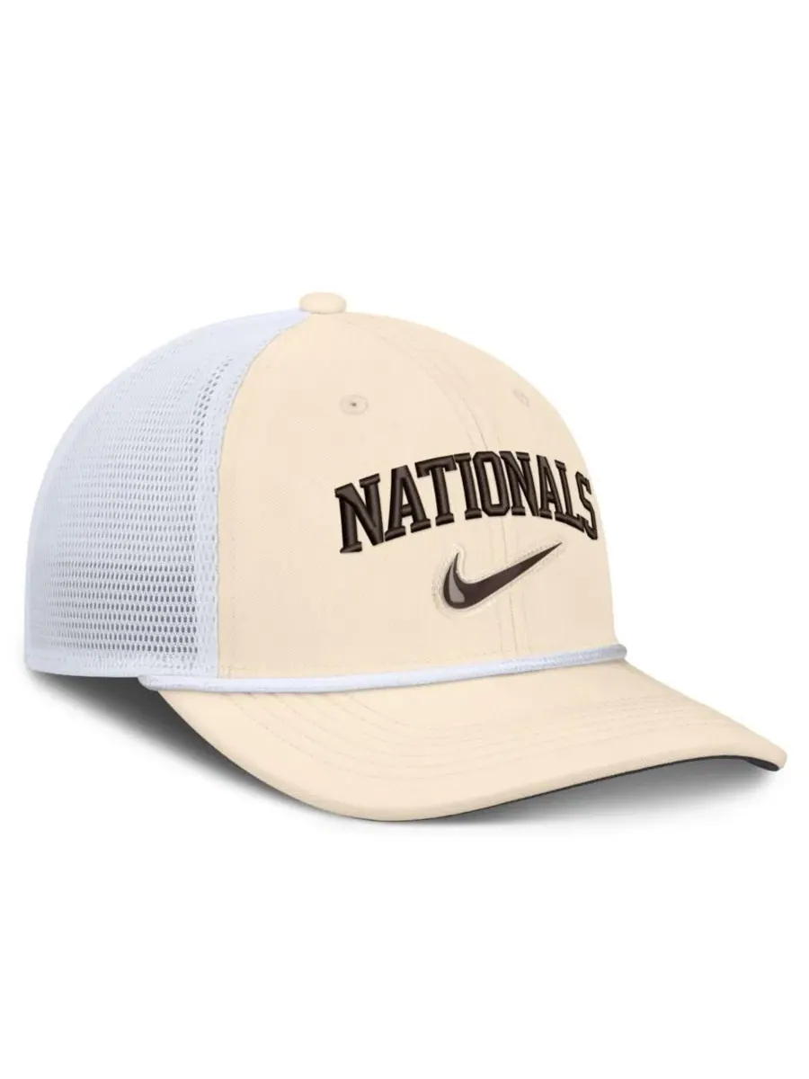 Бейсболка Nike Rise Dri-FIT Trucker с вышивкой Washington Nationals — изображение 3 из 4, натуральный белый
