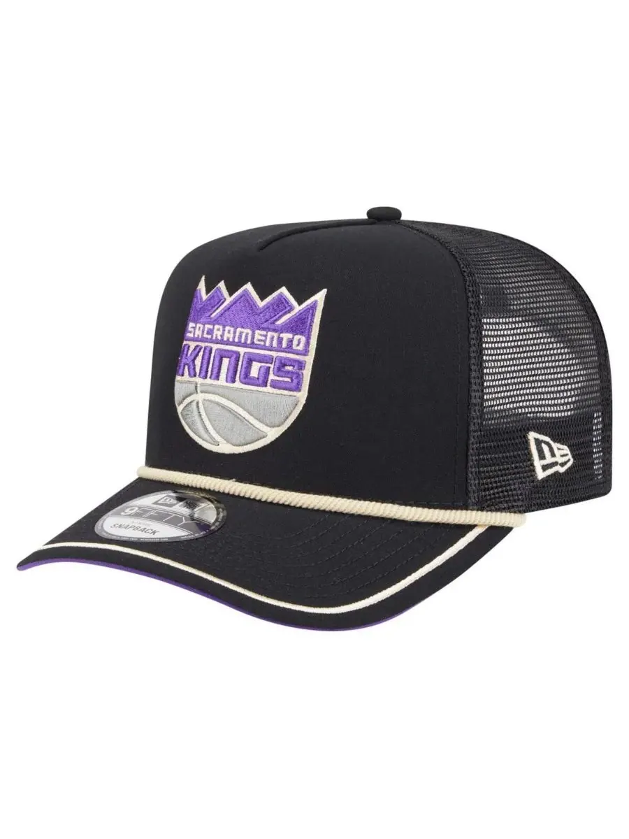 New Era Мужская черная винтажная бейсболка Sacramento Kings Team Rope A-Frame 9FIFTY с регулируемой