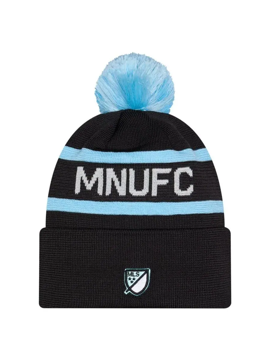 Вязаная шапка с отворотом и помпоном Minnesota United FC 2026 Jersey Hook New Era — изображение 2 из 3, черный