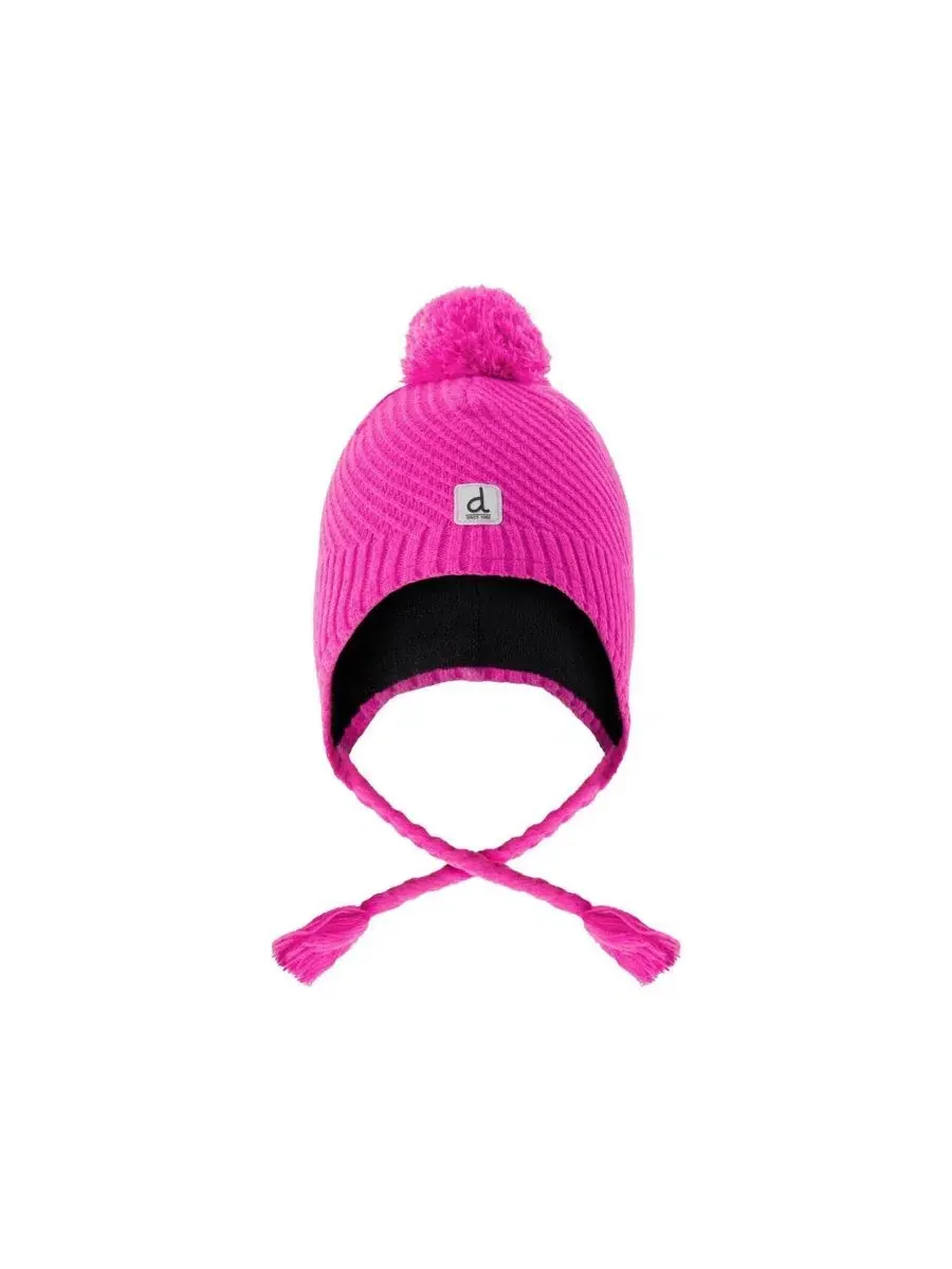 Шапка зимняя с помпоном и косами Peruvian Pink Deux par Deux
