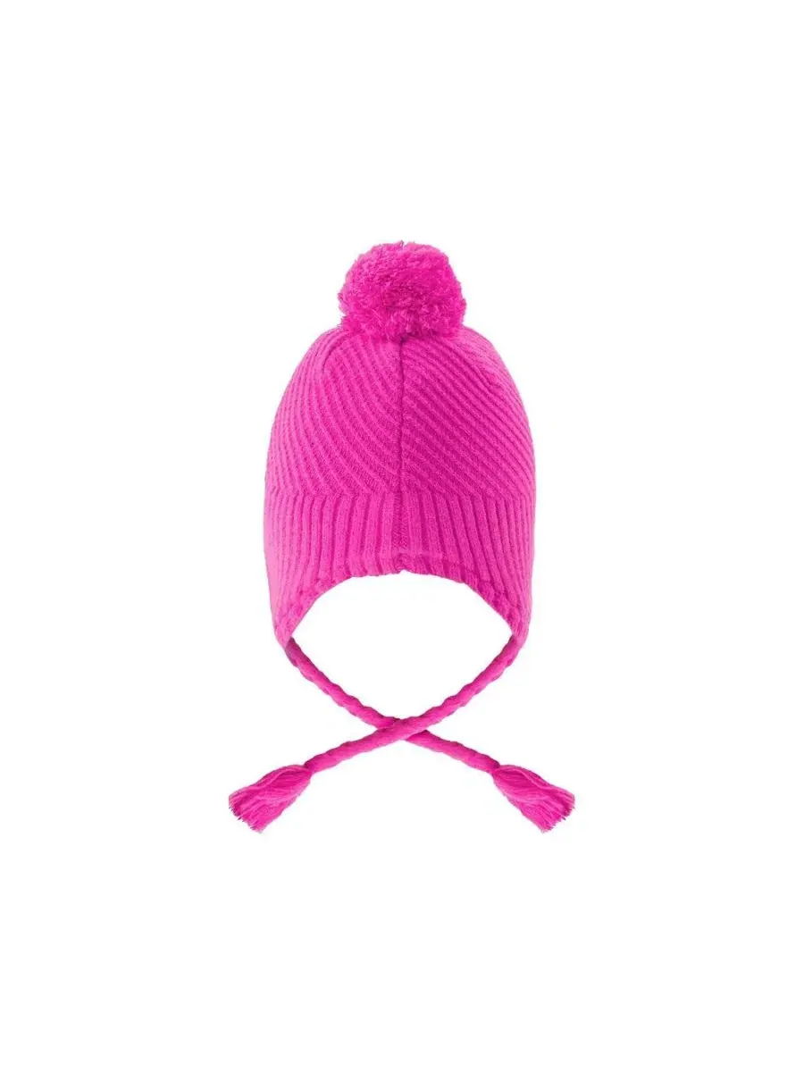 Шапка зимняя с помпоном и косами Peruvian Pink Deux par Deux — изображение 3 из 5, яркий розовый
