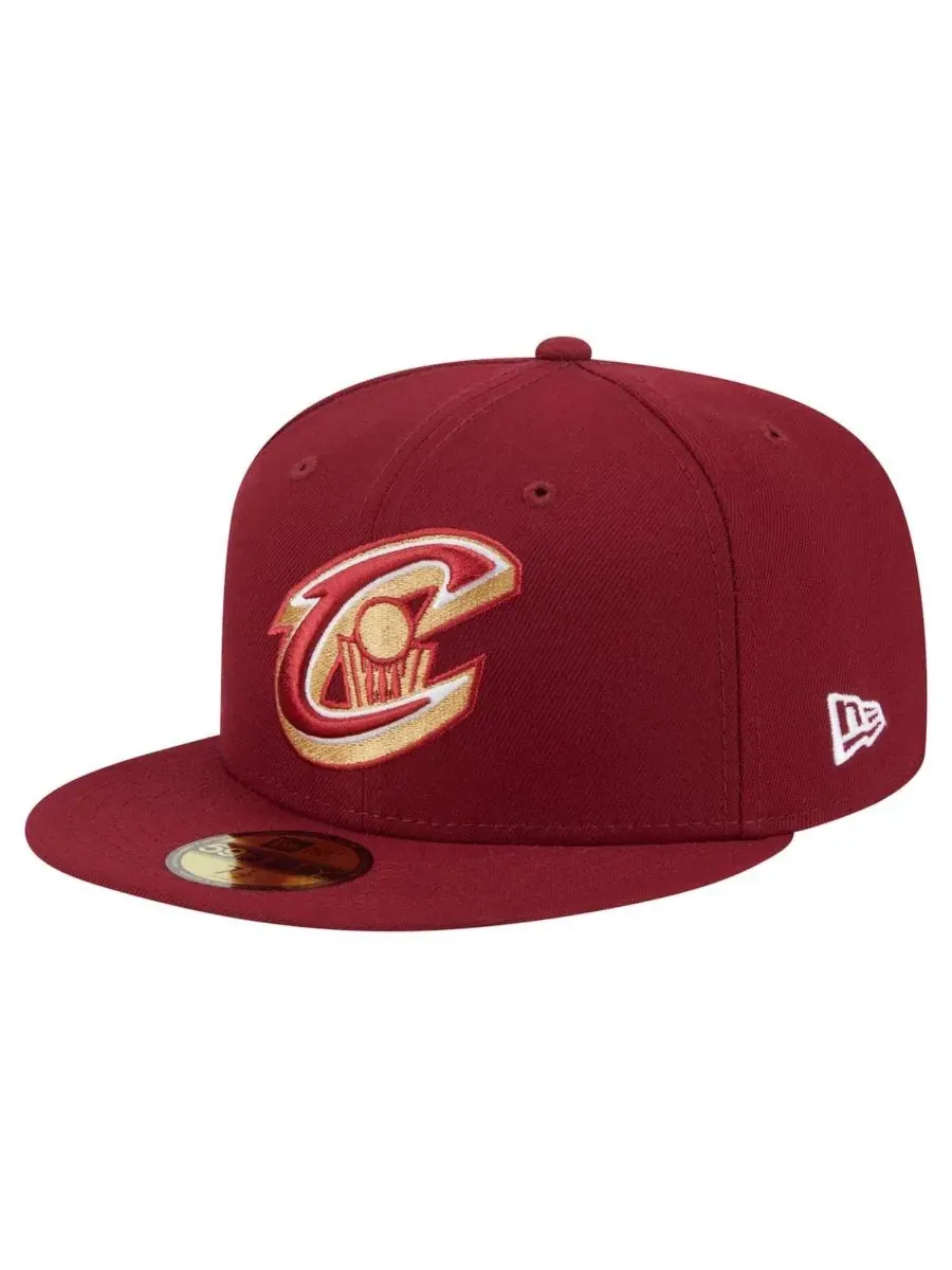 New Era Мужская бейсболка Cleveland Cavaliers Deceptor 59FIFTY винного цвета — изображение 3 из 5, красный