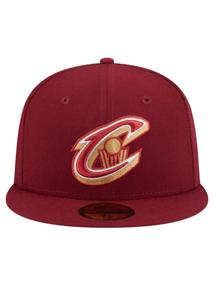 New Era Мужская бейсболка Cleveland Cavaliers Deceptor 59FIFTY винного цвета — изображение 4 из 5, красный