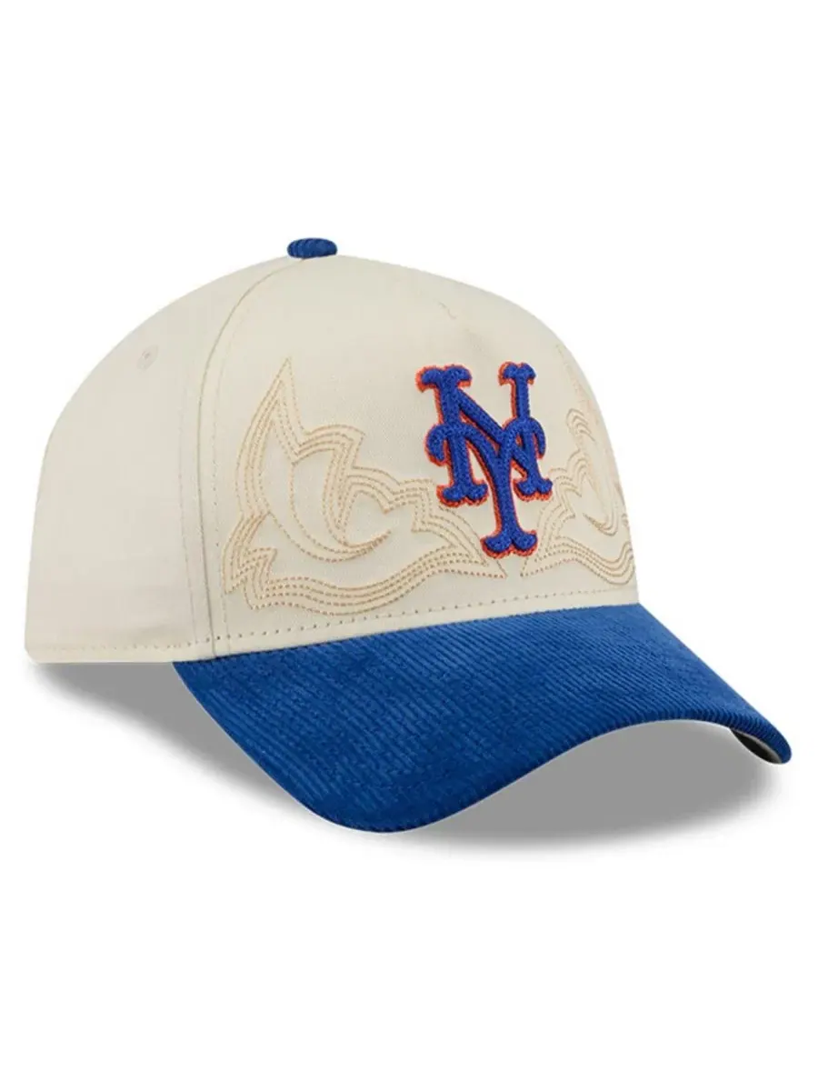 Кепка-ковбойка New York Mets Western Stitch 9FORTY A-Frame New Era — изображение 4 из 5, серый
