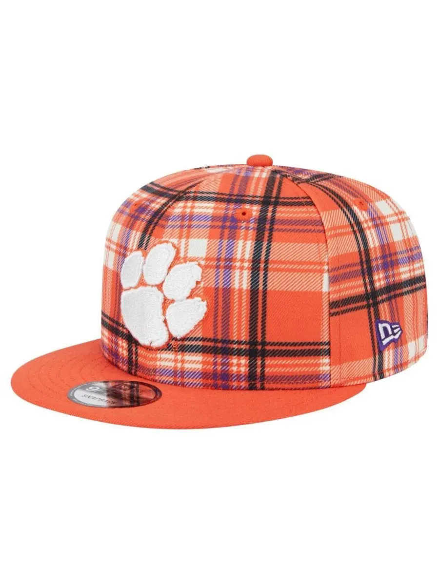 New Era Мужская оранжевая клетчатая кепка Clemson Tigers 9FIFTY с застежкой-регулятором