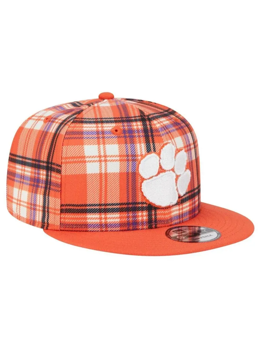 New Era Мужская оранжевая клетчатая кепка Clemson Tigers 9FIFTY с застежкой-регулятором — изображение 3 из 5, оранжевый