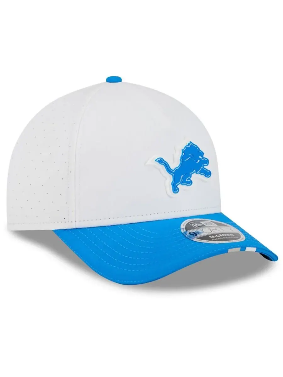 New Era Мужская бело-синяя регулируемая кепка Detroit Lions 2025 NFL Training Camp A-Frame 9FORTY — изображение 2 из 4