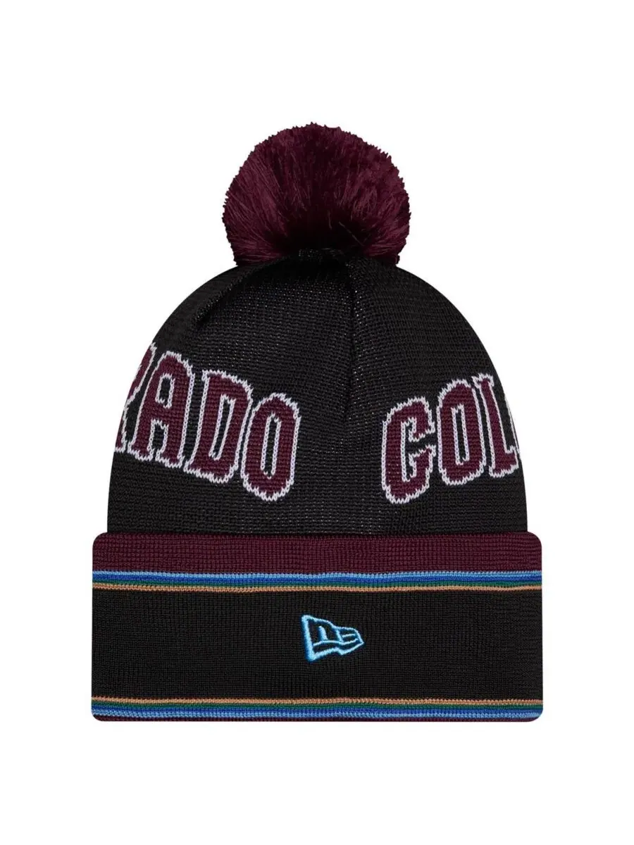 Мужская черная вязаная шапка Colorado Rapids 2026 с отворотом и помпоном New Era — изображение 3 из 3, черный