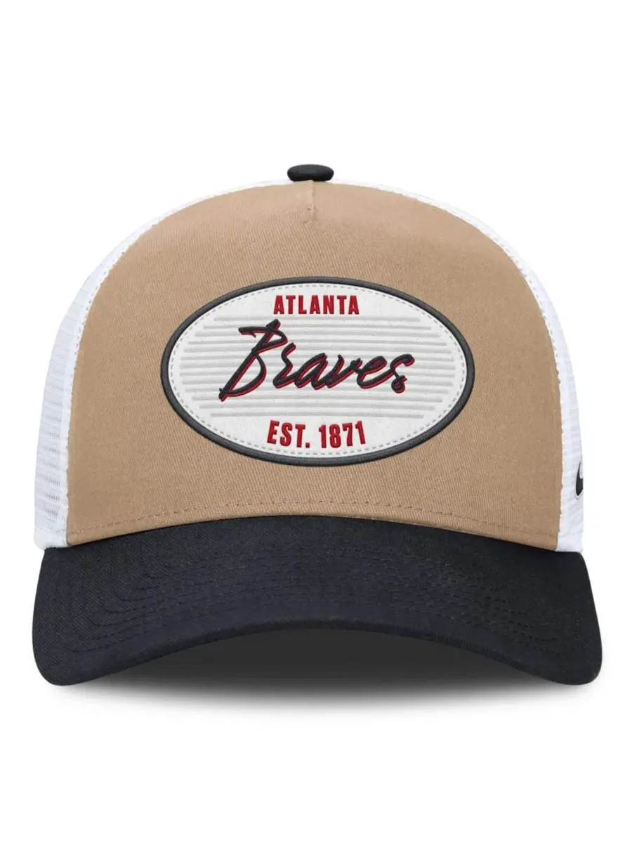 Кепка-тракер с принтом Atlanta Braves Rise A-Frame Nike — изображение 2 из 4, хаки черный