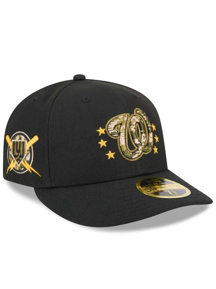 New Era Мужская черная бейсболка Washington Nationals 2024 Armed Forces Day Low Profile 59FIFTY
