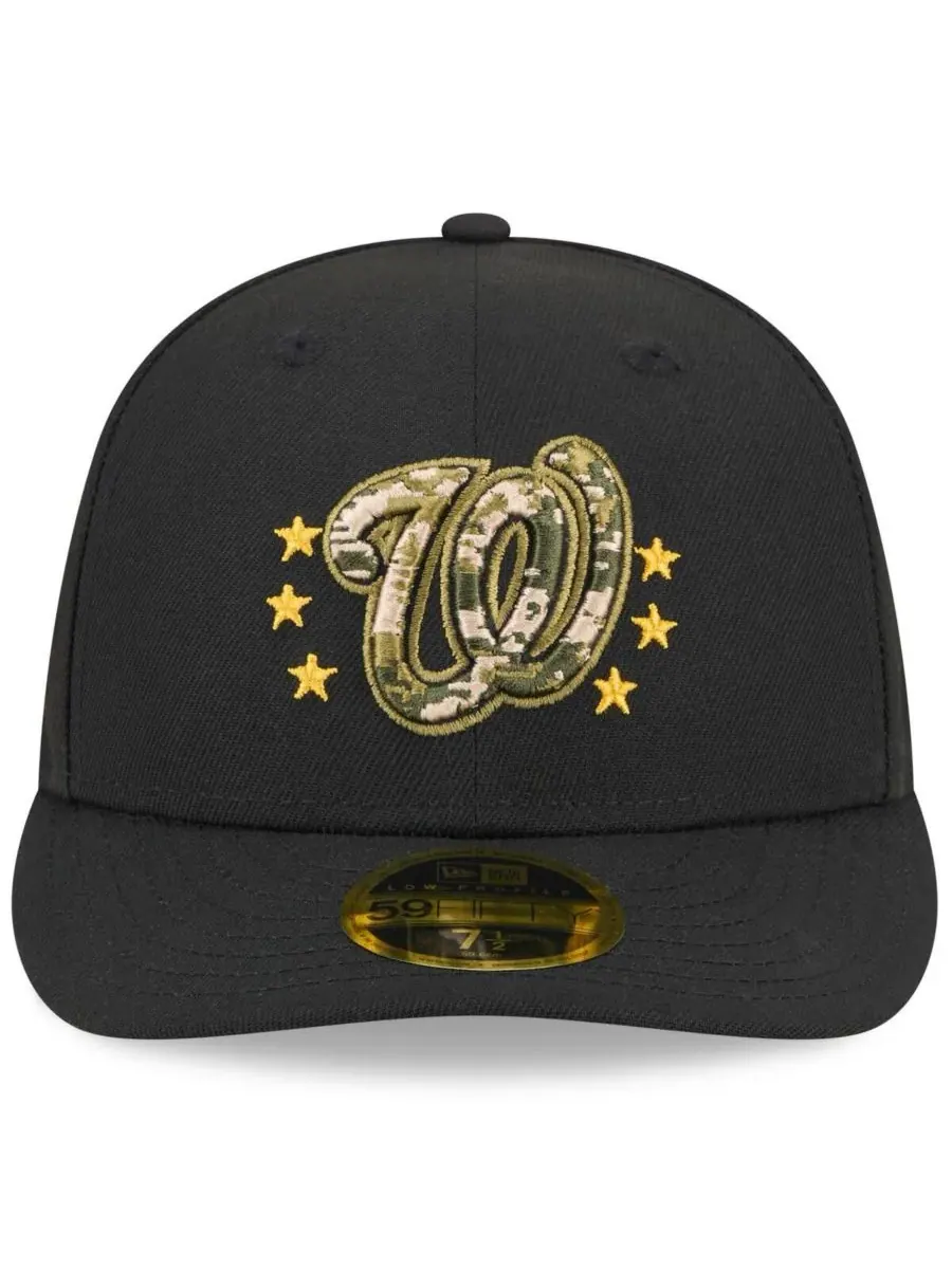 New Era Мужская черная бейсболка Washington Nationals 2024 Armed Forces Day Low Profile 59FIFTY — изображение 3 из 4, черный