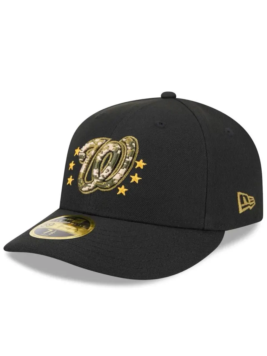 New Era Мужская черная бейсболка Washington Nationals 2024 Armed Forces Day Low Profile 59FIFTY — изображение 4 из 4, черный