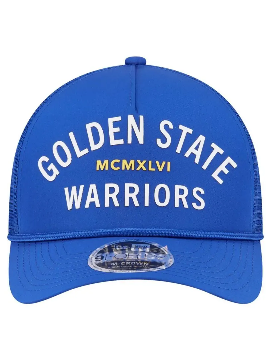 New Era Мужская минималистичная бейсболка Royal Golden State Warriors A-Frame 9FORTY Trucker Hat — изображение 2 из 4