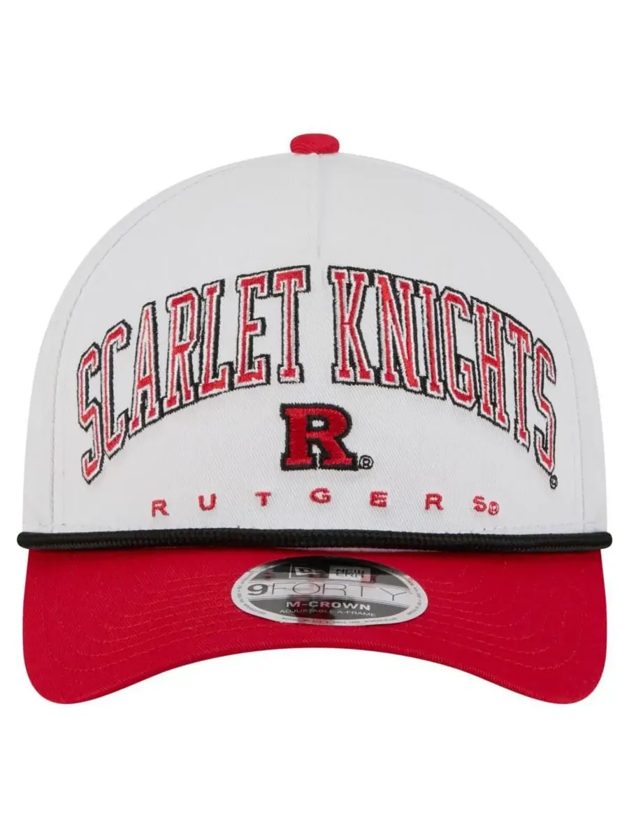 New Era Мужская бело-алая кепка Rutgers Scarlet Knights с двухцветной веревочной отделкой и — изображение 2 из 5, белый