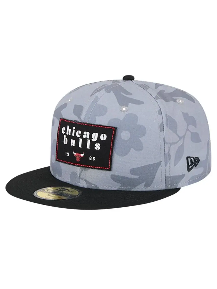 New Era Мужская серая кепка Chicago Bulls с рисунком пальмовых ветвей, двухцветная, модель 59FIFTY
