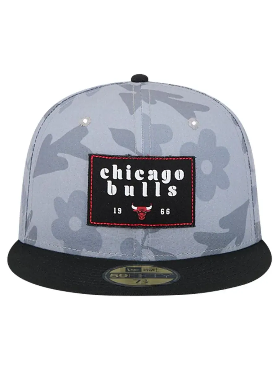 New Era Мужская серая кепка Chicago Bulls с рисунком пальмовых ветвей, двухцветная, модель 59FIFTY — изображение 2 из 4