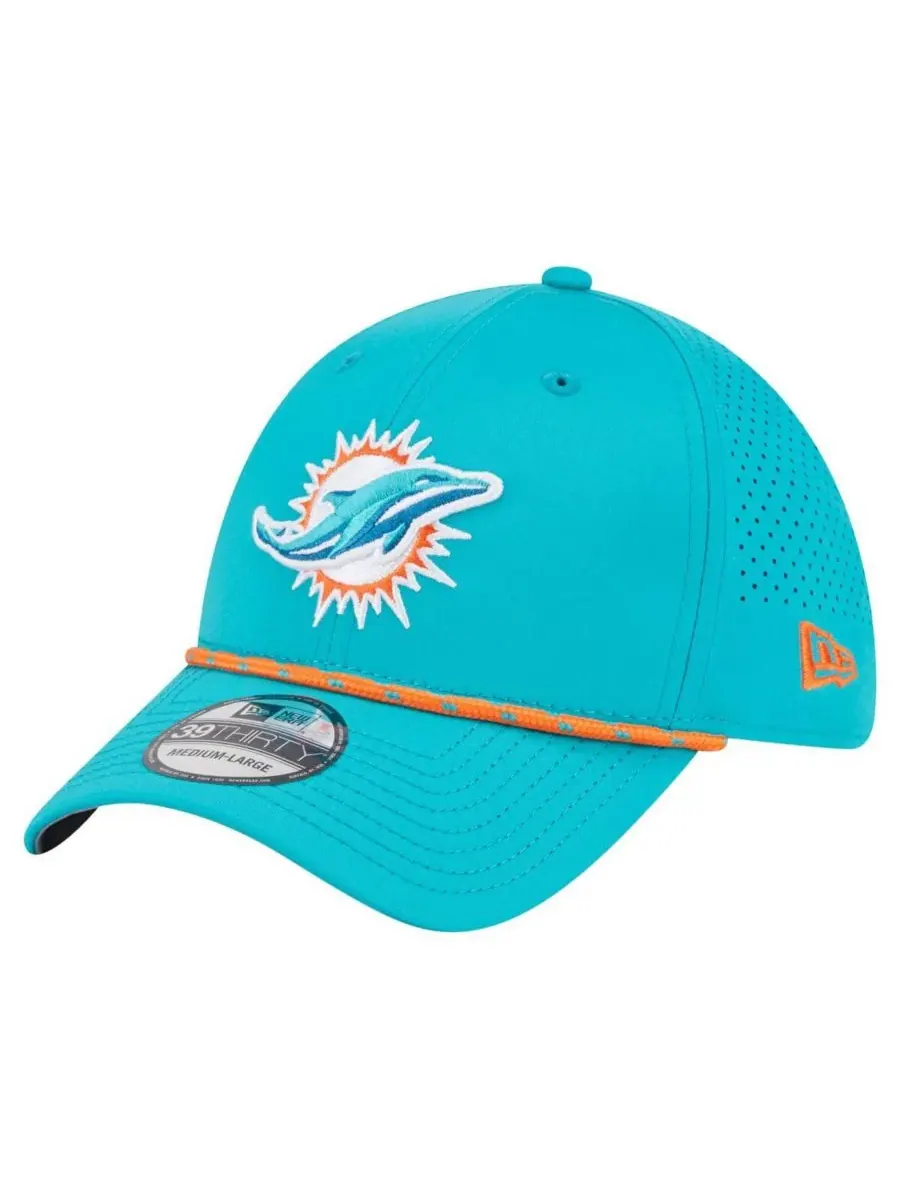 Мужская перфорированная кепка Aqua Miami Dolphins 39THIRTY Flex Hat New Era