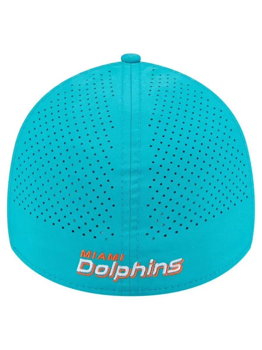 Мужская перфорированная кепка Aqua Miami Dolphins 39THIRTY Flex Hat New Era — изображение 2 из 5, голубой