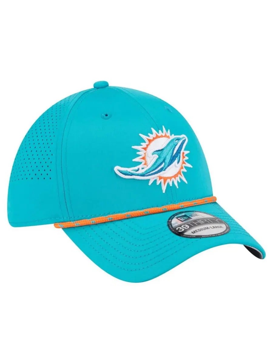Мужская перфорированная кепка Aqua Miami Dolphins 39THIRTY Flex Hat New Era — изображение 4 из 5, голубой