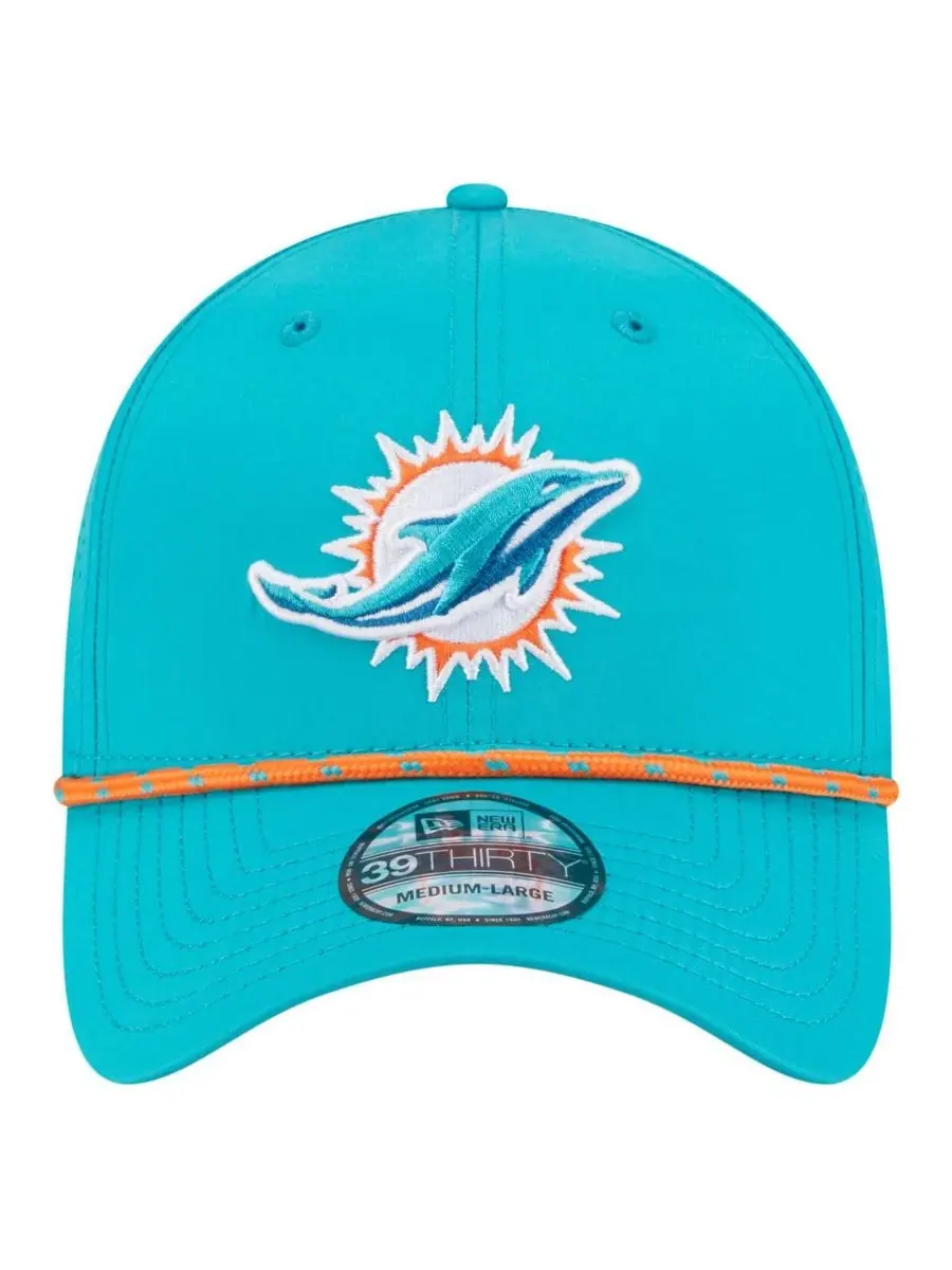 Мужская перфорированная кепка Aqua Miami Dolphins 39THIRTY Flex Hat New Era — изображение 5 из 5, голубой
