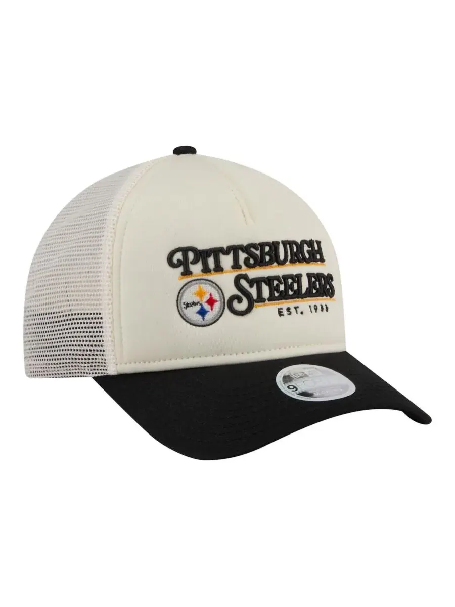 Кепка с эмблемой Pittsburgh Steelers Retro A-Frame 9FORTY New Era — изображение 3 из 4, белый черный