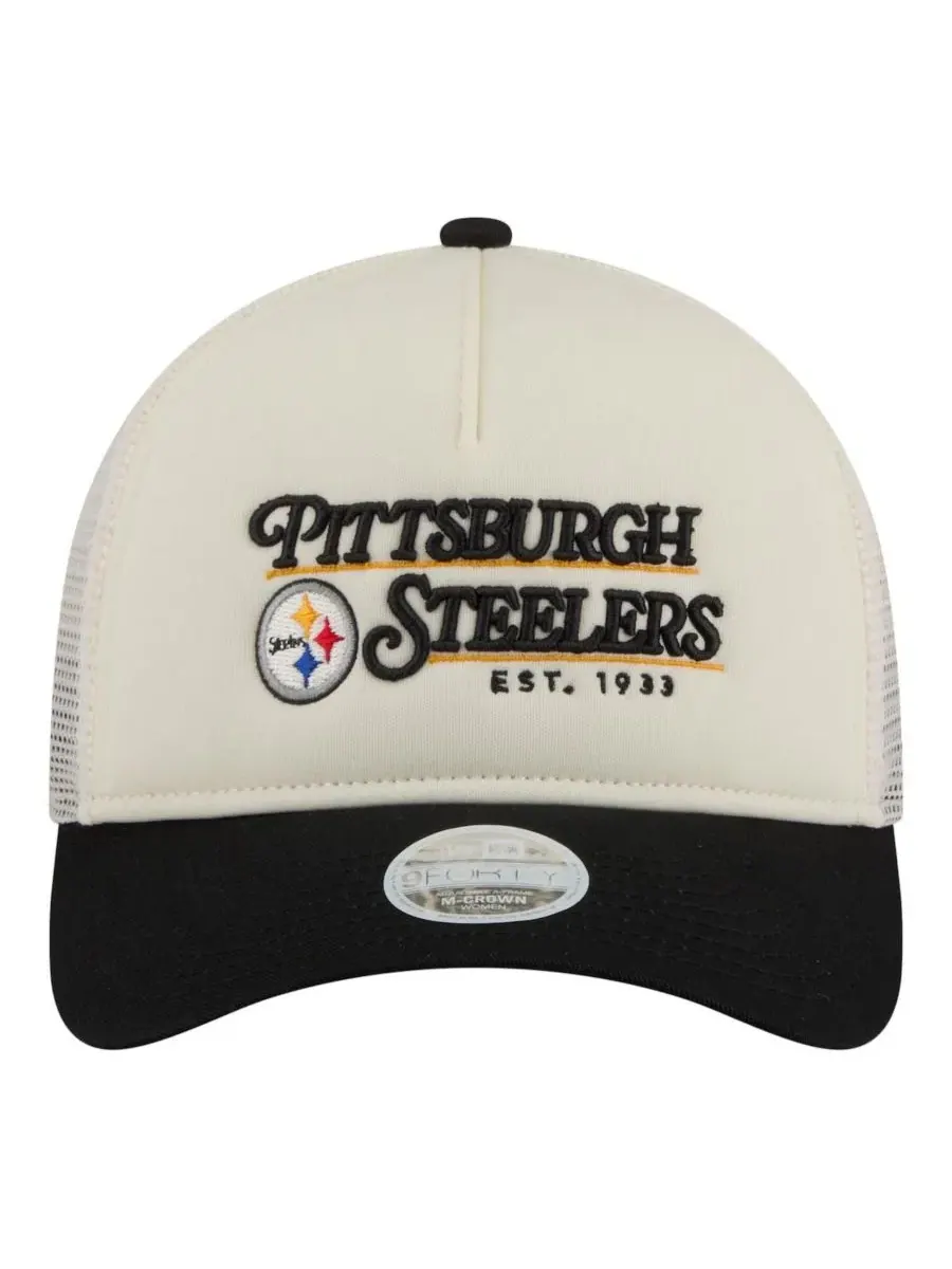 Кепка с эмблемой Pittsburgh Steelers Retro A-Frame 9FORTY New Era — изображение 4 из 4, белый черный