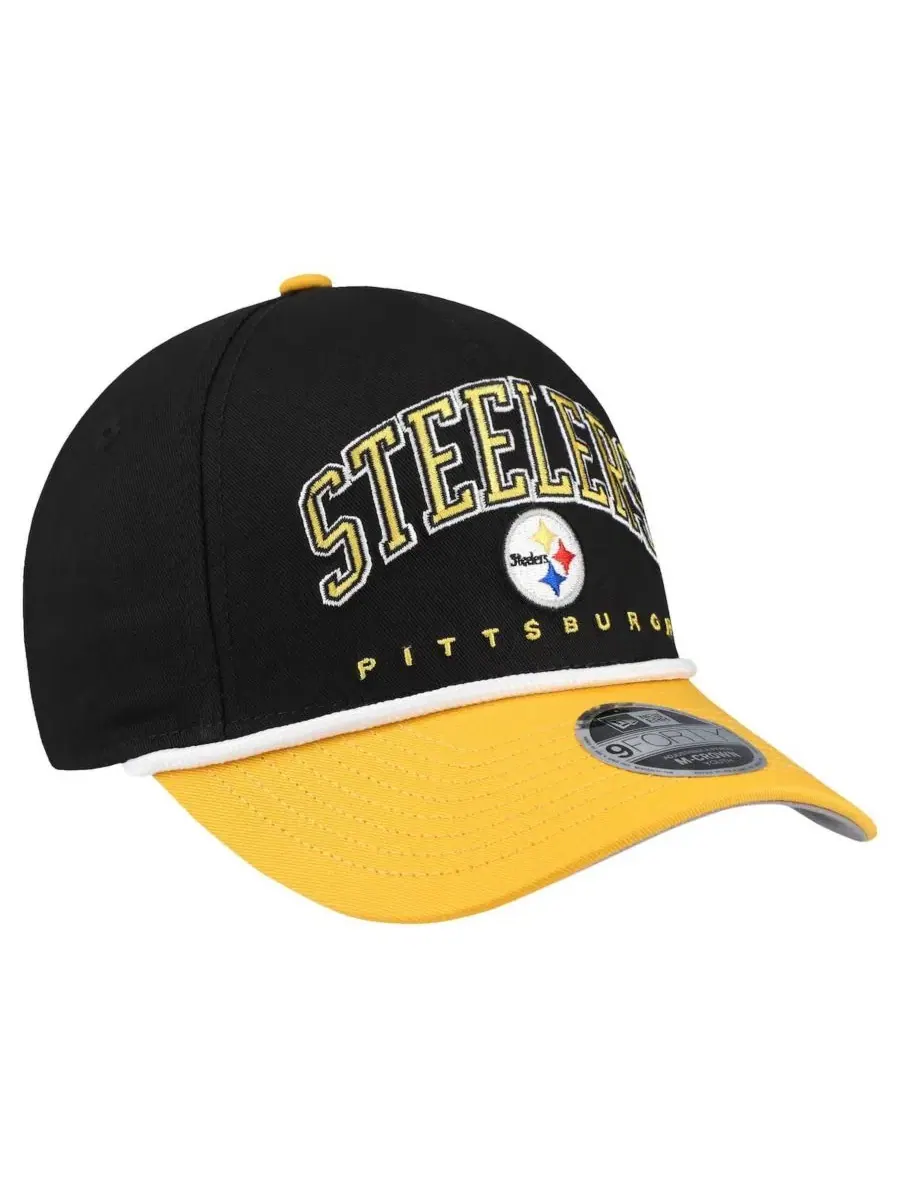 Кепка Pittsburgh Steelers с вышивкой, модель Arch COOLERA 9FORTY A-Frame New Era — изображение 3 из 4, черный золотистый