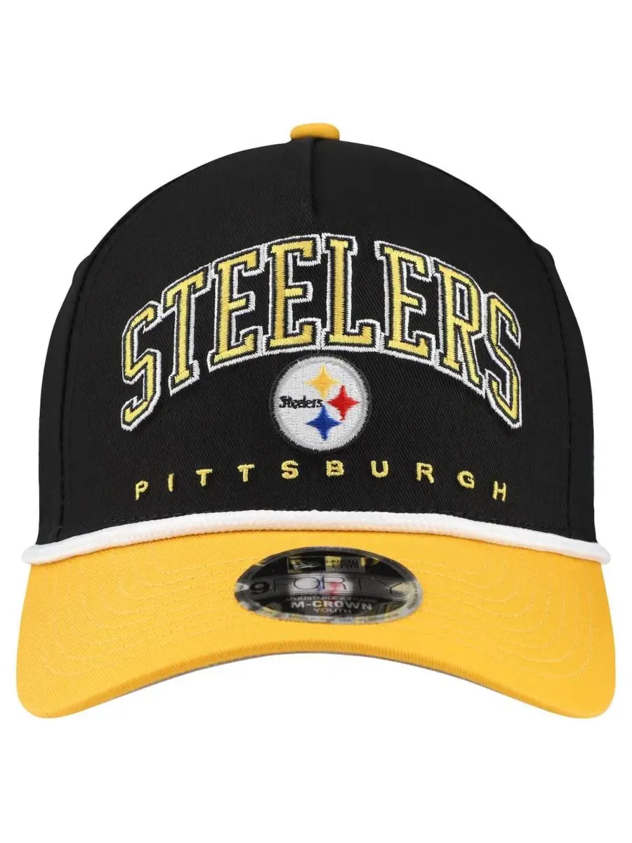 Кепка Pittsburgh Steelers с вышивкой, модель Arch COOLERA 9FORTY A-Frame New Era — изображение 4 из 4, черный золотистый