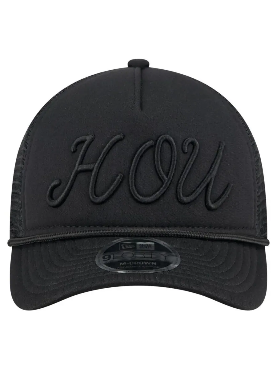 New Era Мужская черная регулируемая бейсболка Houston Astros City Initial 9FORTY A-Frame M-Crown — изображение 2 из 4, черный