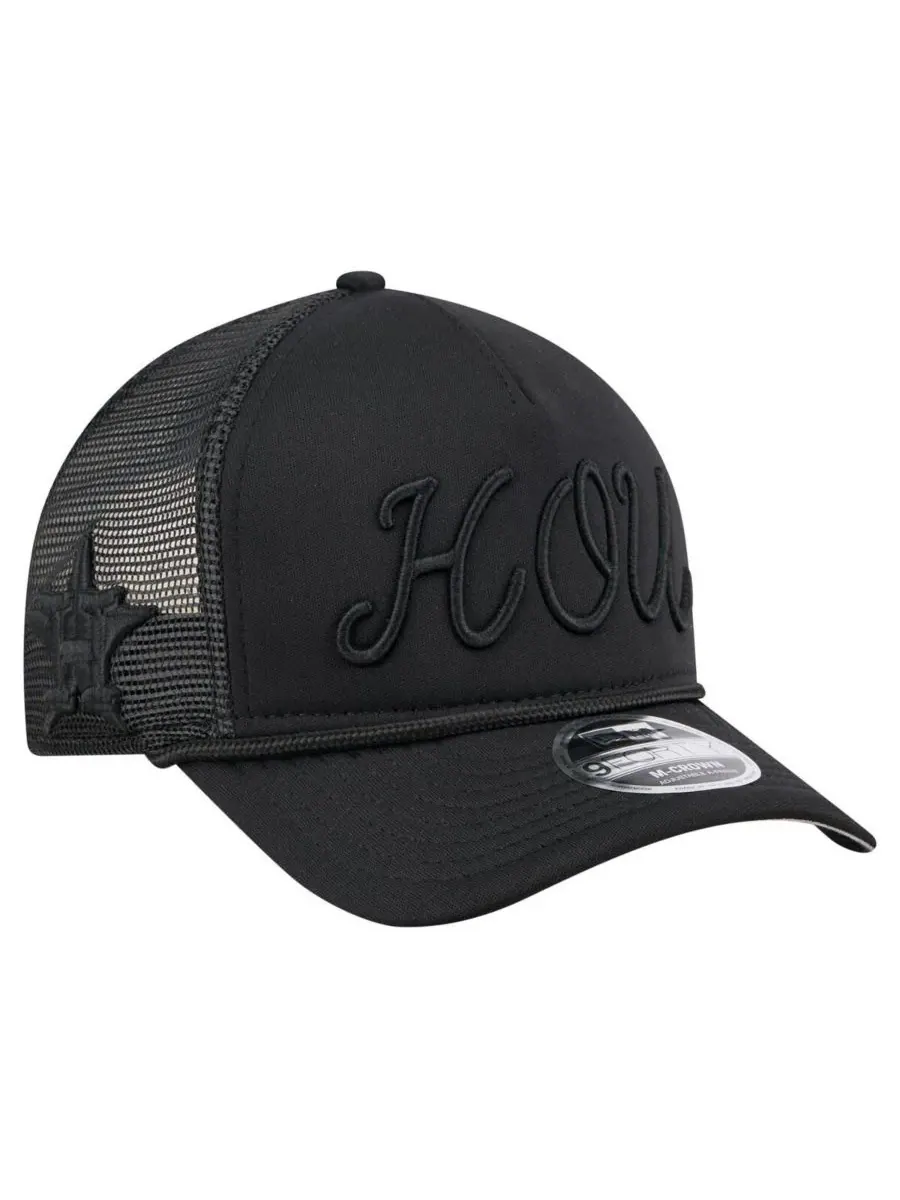 New Era Мужская черная регулируемая бейсболка Houston Astros City Initial 9FORTY A-Frame M-Crown — изображение 3 из 4, черный