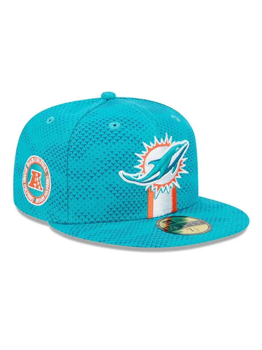 Мужская кепка Aqua Miami Dolphins 2024 Sideline 59FIFTY Fitted Hat New Era